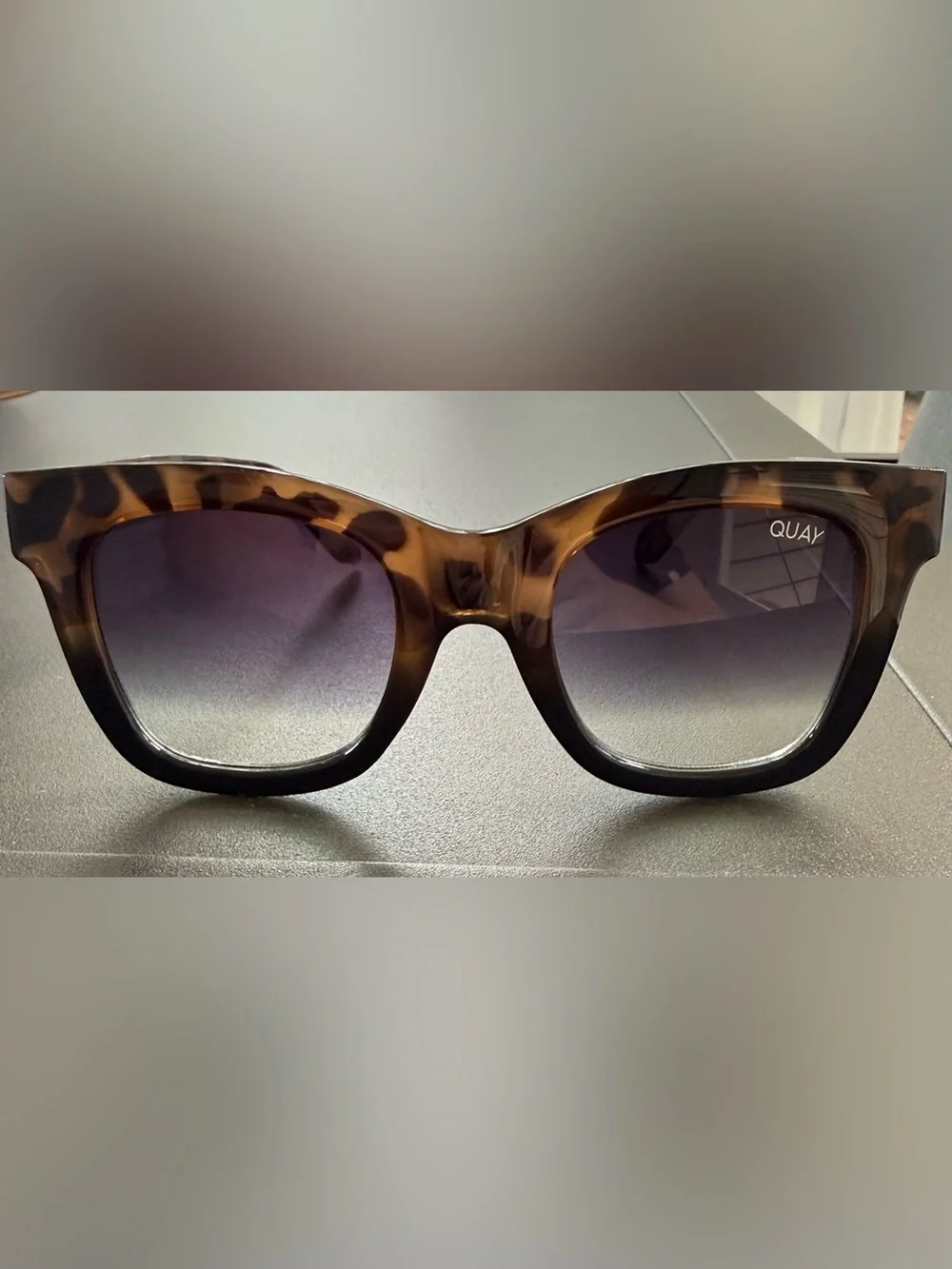 Quay Australia Tortoiseshell Frame Sunglasses with Black Fade Lenses